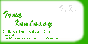 irma komlossy business card